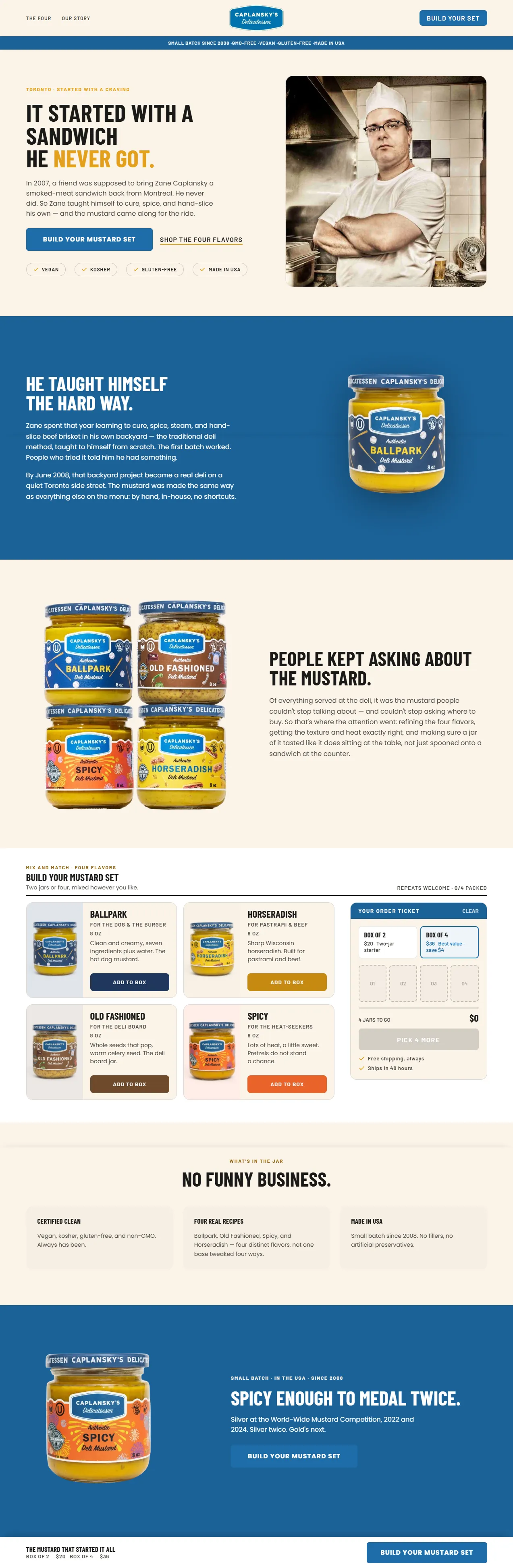 Caplansky’s founder-story landing page