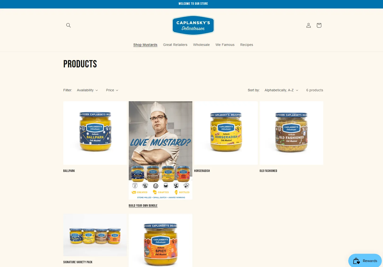 Caplansky’s collections page before the change